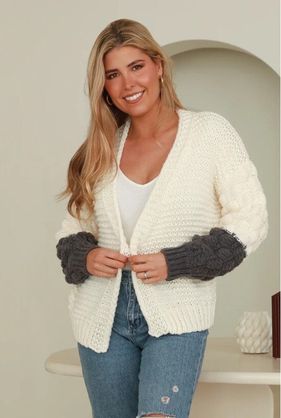 Grey bubble sleeve cardigan store