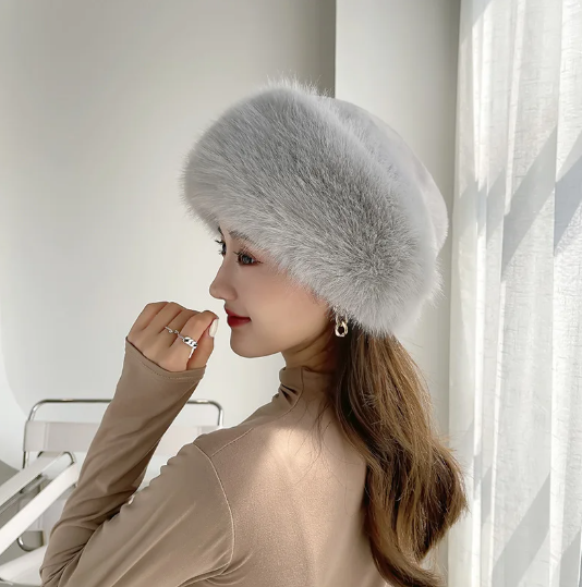 Russian fox fur hat hot sale